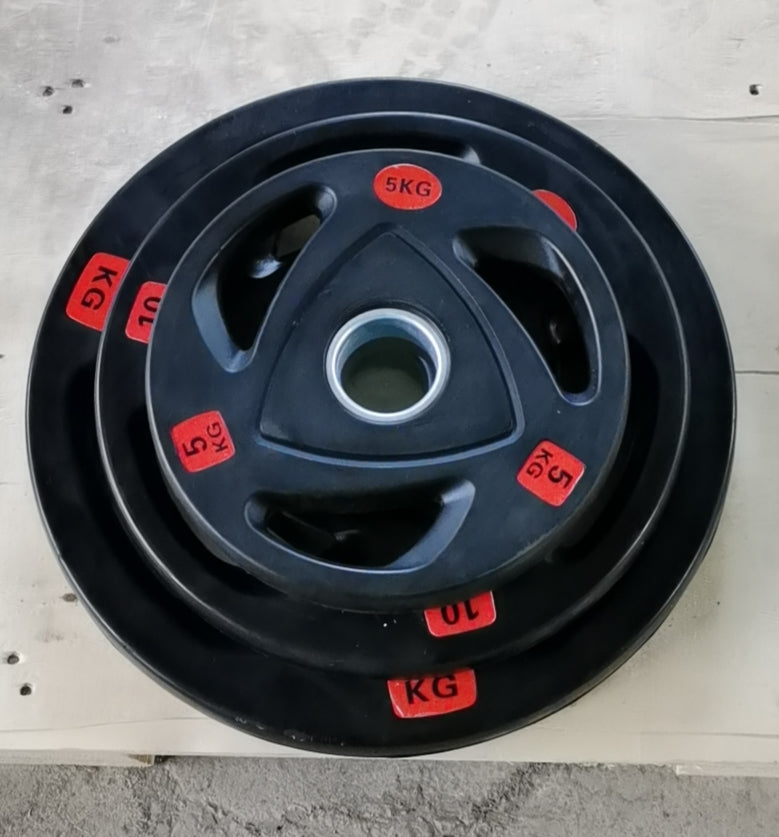 Black Olympic Weight Plate Tri-Grip 15kg