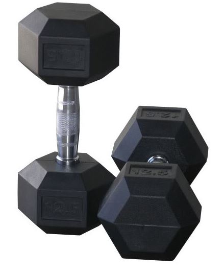 Rubber Hex Dumbbells 9kg Pair