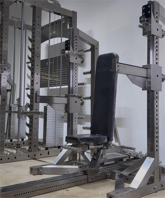 IRONLUXE FITNESS HYDRAULIC ADJUSTABLE MULTI PRESS STATION.