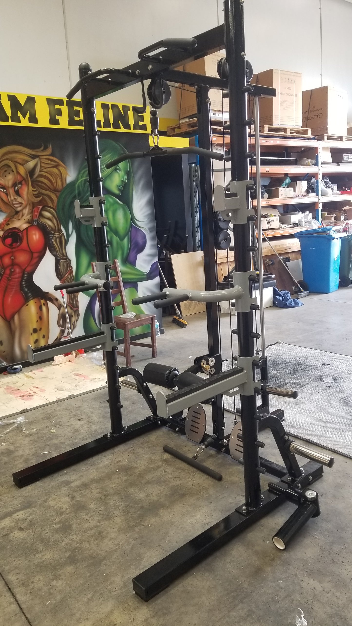 IC-1003HR Half Squat Rack With Lat Pulldown & Low Row Plate Loaded In Stock