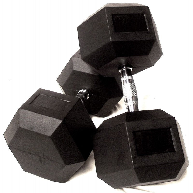 Rubber Hex Dumbbells 50kg Pair