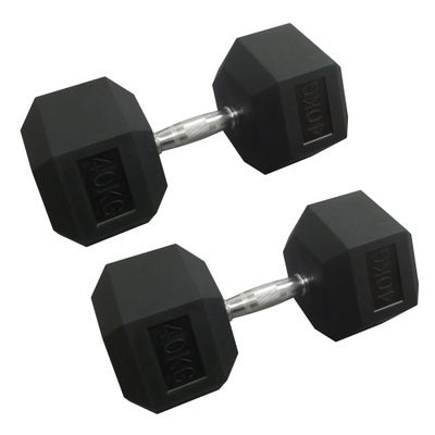 Rubber Hex Dumbbells 45kg Pair