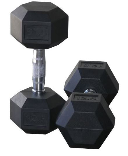 Rubber Hex Dumbbells 25kg Pair